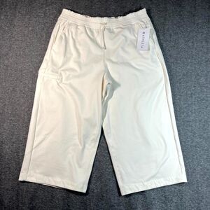 NWT Athleta Women Triumph Hybrid Wide Crop Pants Size XL $109 Magnolia White